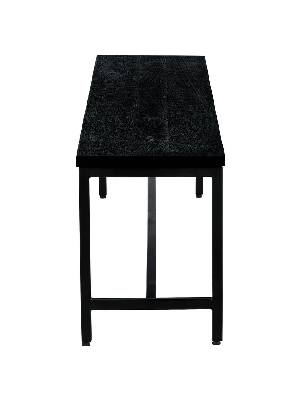 Panca in legno di mango massiccio Raw, Seduta: legno massiccio di mango , Struttura: metallo verniciato a polv, Nero, Larg. 170 x Alt. 47 cm