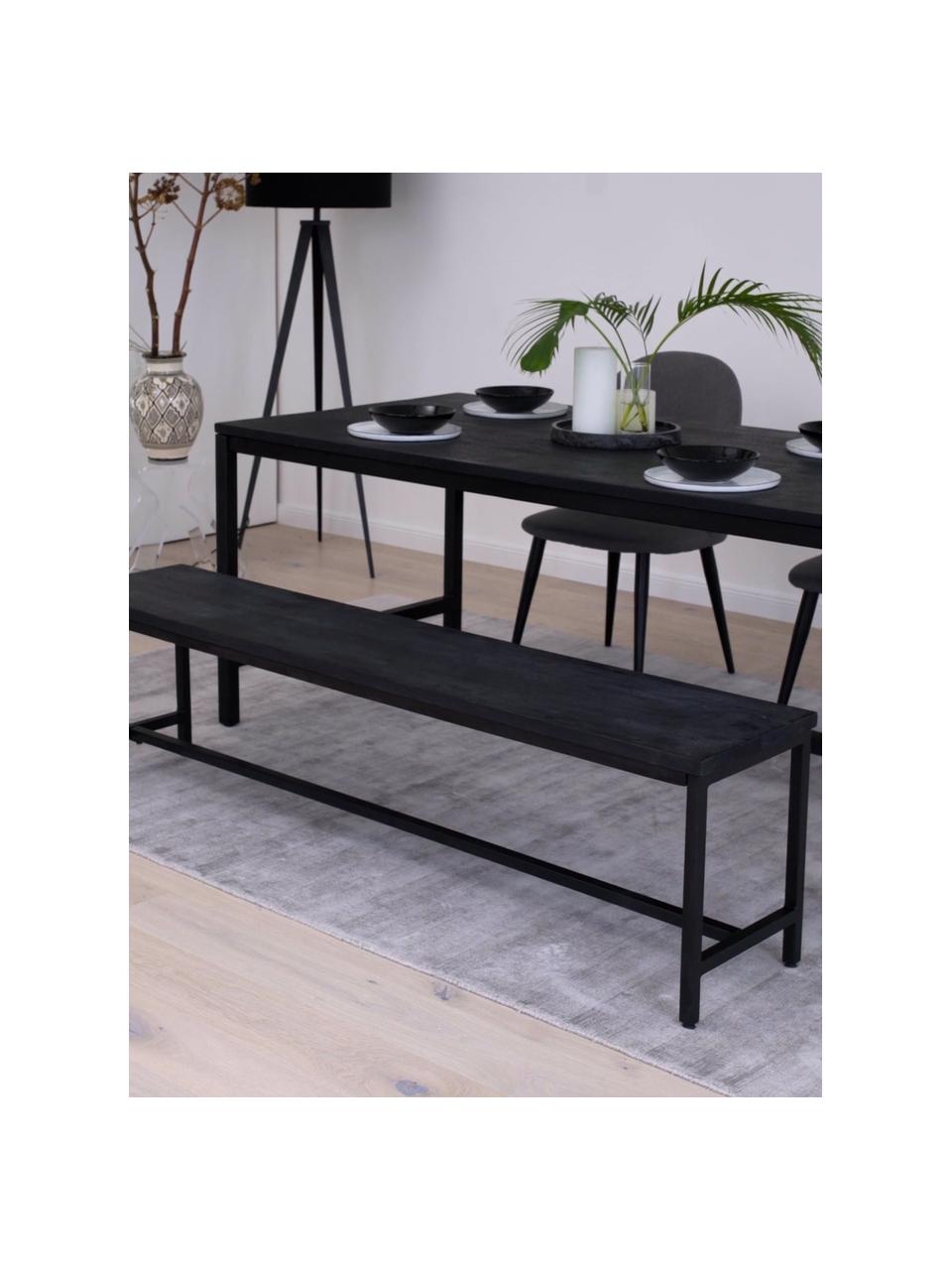 Panchina in legno di mango massiccio Raw, Seduta: legno massiccio di mango , Struttura: metallo verniciato a polv, Nero, Larg. 170 x Alt. 47 cm