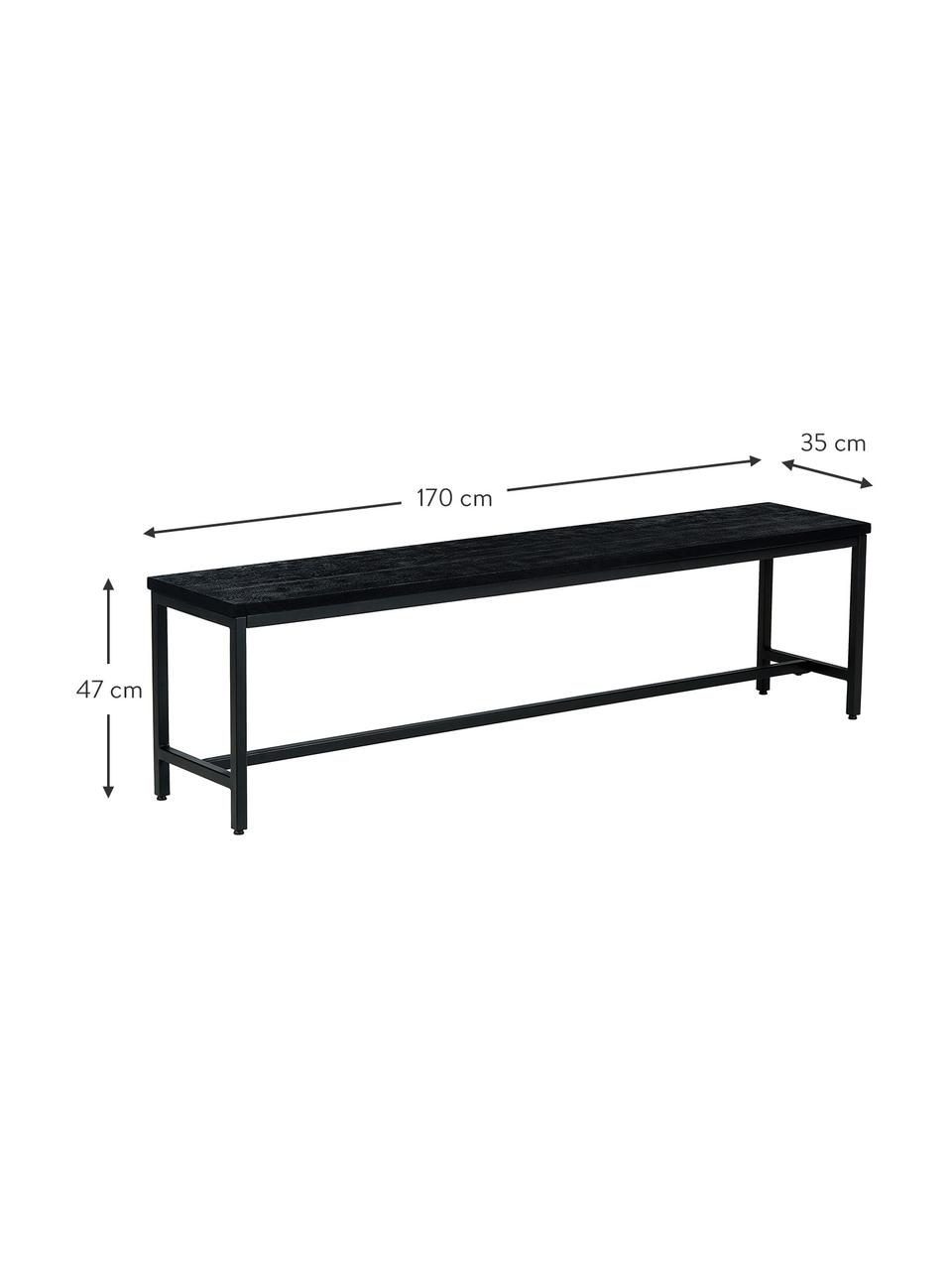 Panchina in legno di mango massiccio Raw, Seduta: legno massiccio di mango , Struttura: metallo verniciato a polv, Nero, Larg. 170 x Alt. 47 cm