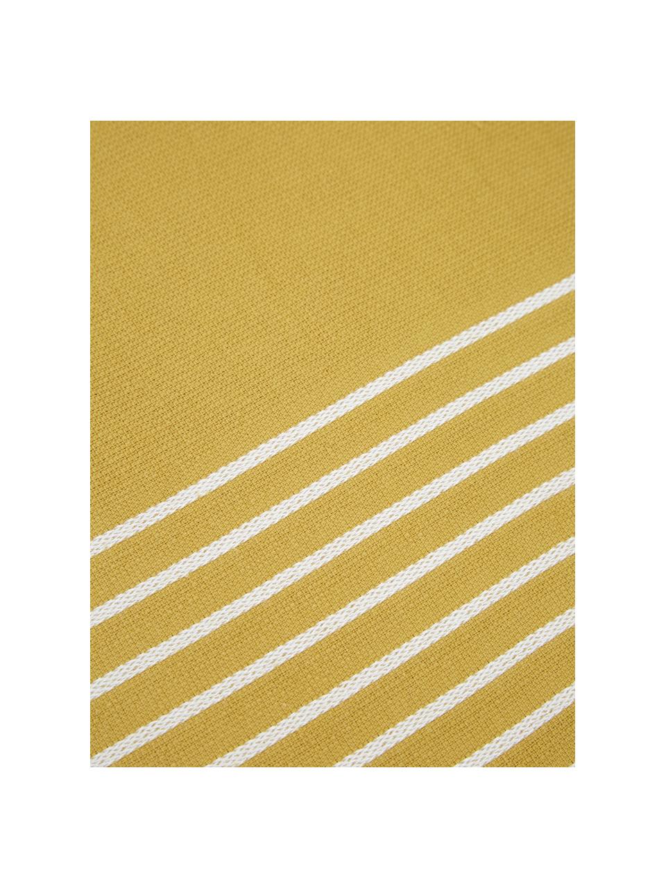 Telo fouta con retro in spugna e frange Freddy, Retro: spugna, Giallo, Larg. 100 x Lung. 180 cm