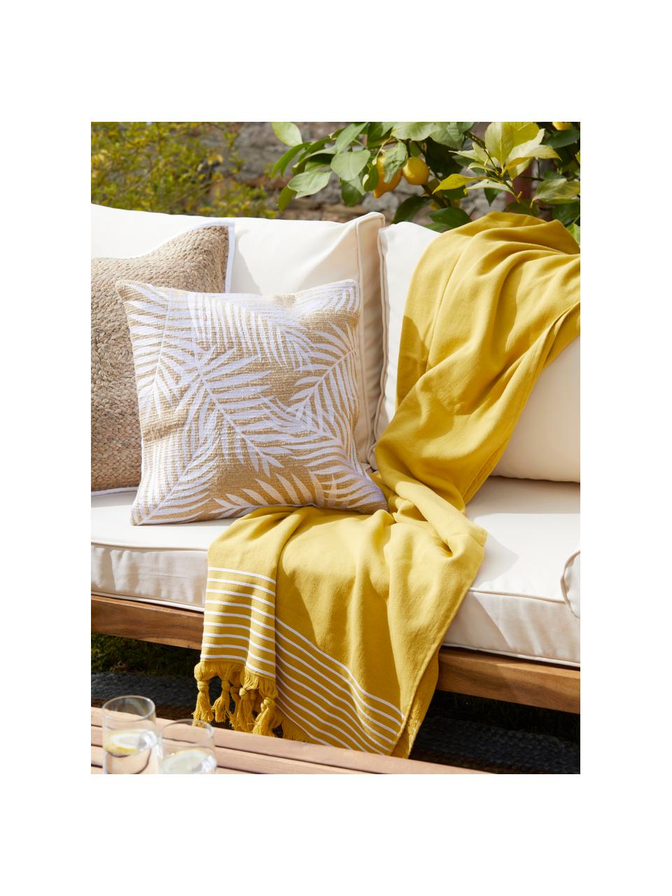 Fouta s třásněmi a froté zadní stranou Freddy, Žlutá, Š 100 cm, D 180 cm