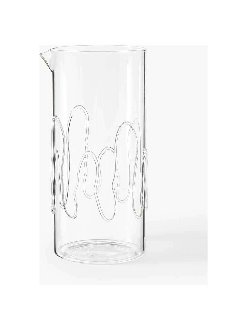 Mundgeblasene Karaffe Doodle mit Strukturmuster, 1.2 L, Glas, Transparent, 1.2 L