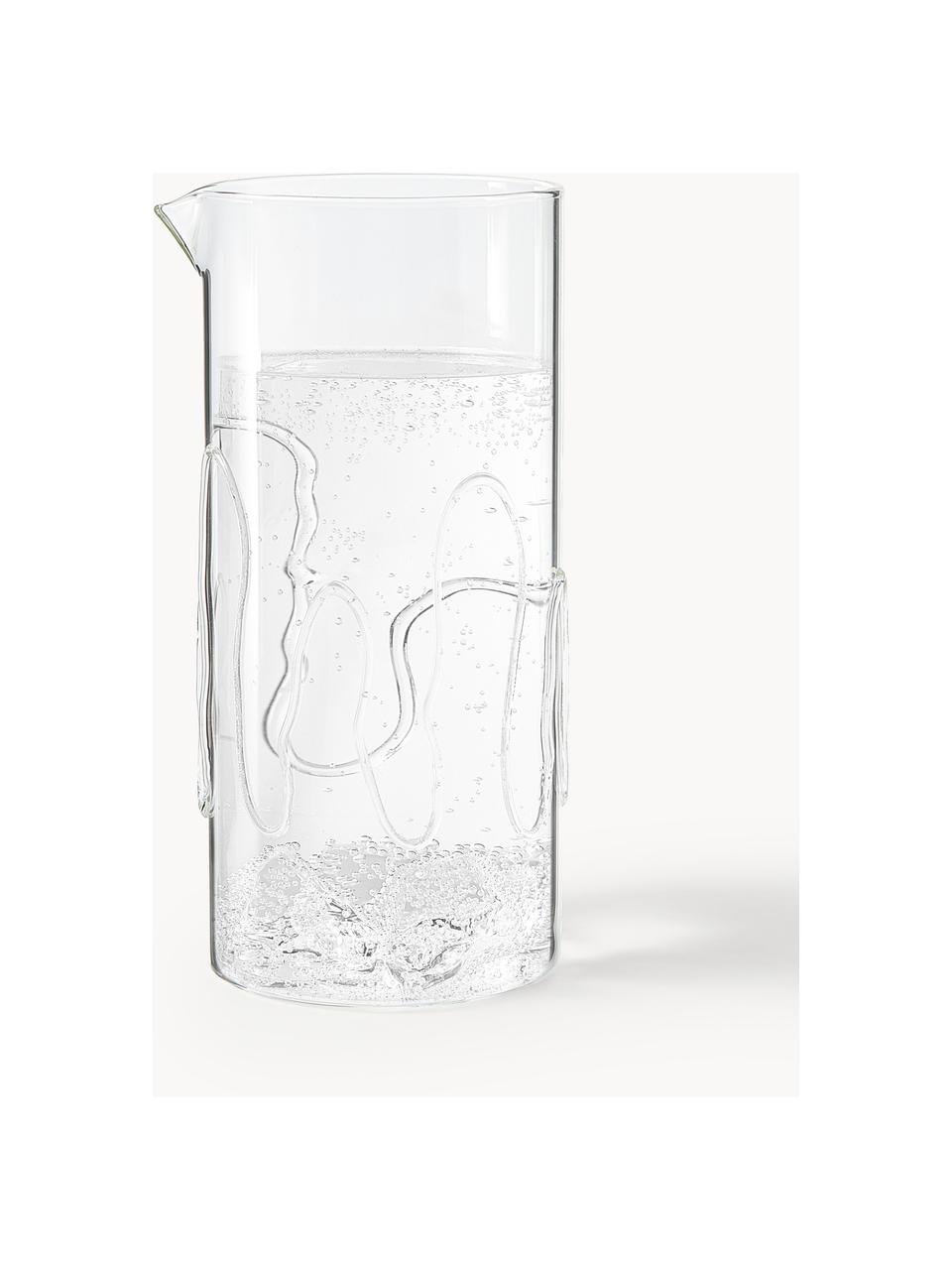 Mundgeblasene Karaffe Doodle mit Strukturmuster, 1.2 L, Glas, Transparent, 1.2 L