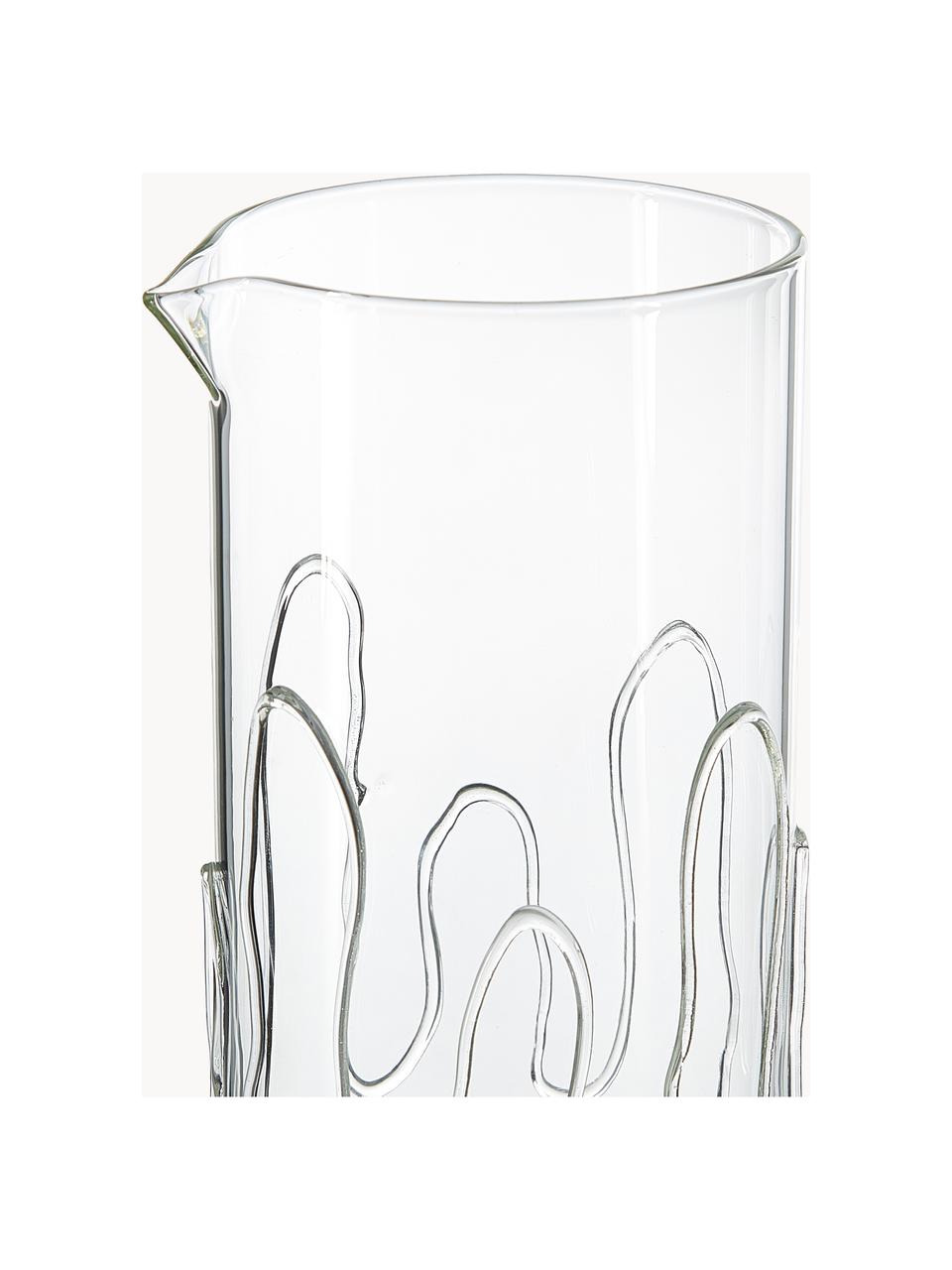 Mundgeblasene Karaffe Doodle mit Strukturmuster, 1.2 L, Glas, Transparent, 1.2 L