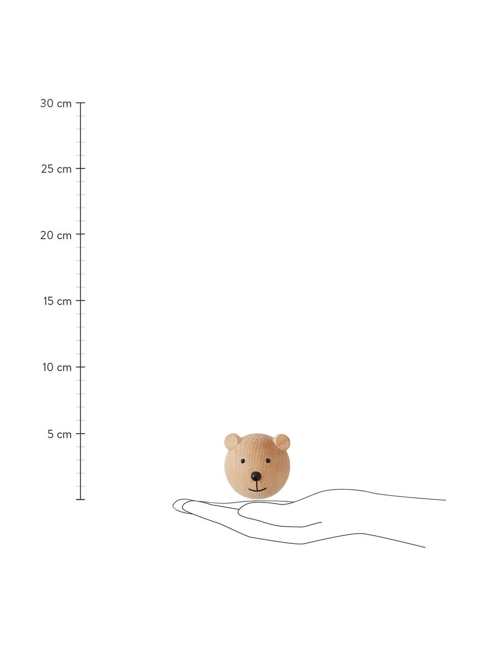 Hak ścienny z drewna bukowego Bear, Drewno bukowe, Jasne drewno naturalne, czarny, S 5 x W 5 cm