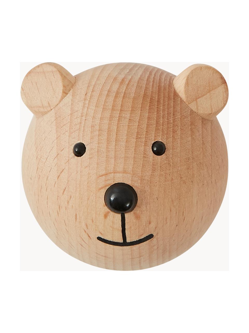 Colgador de pared Bear, Madera de haya, Madera de haya, negro, An 5 x Al 5 cm