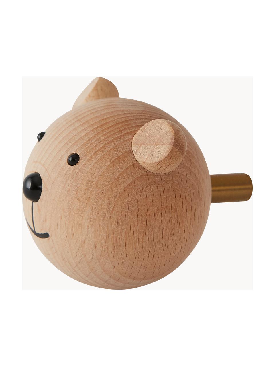 Colgador de pared de madera de haya Bear, Madera de haya, Madera de haya, negro, An 5 x Al 5 cm