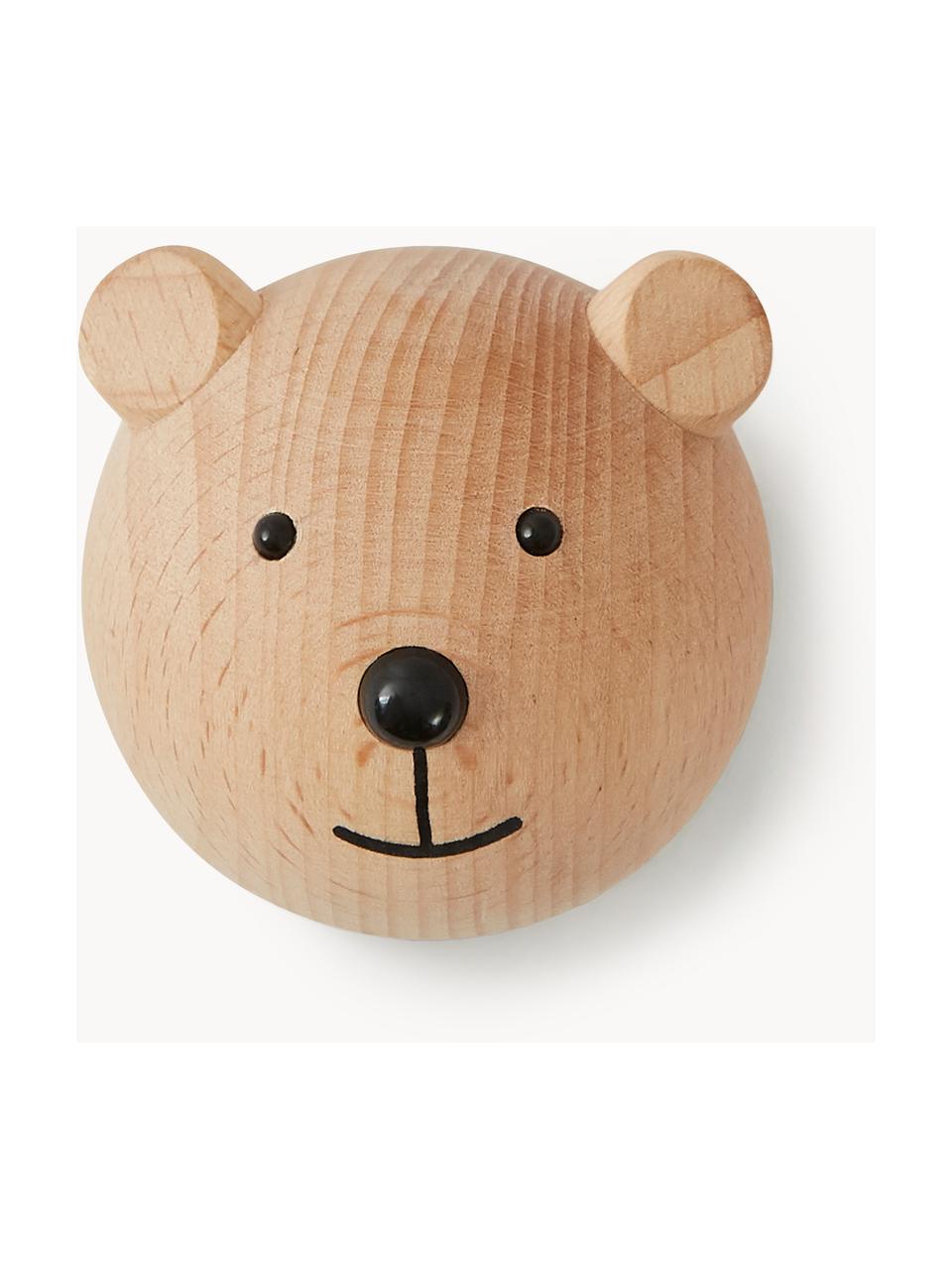 Wandhaken Bear aus Buchenholz, Buchenholz, Buchenholz, Schwarz, B 5 x H 5 cm