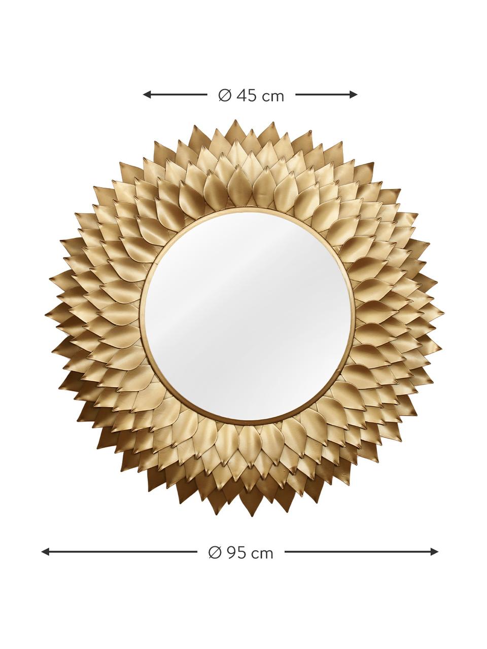 Runder Wandspiegel Petal mit goldenem Metallrahmen, Rahmen: Metall, beschichtet, Spiegelfläche: Spiegelglas, Goldfarben, Ø 95 x T 4 cm