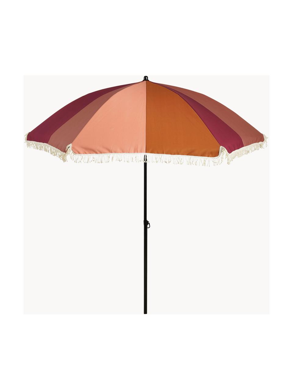 Parasol Streiff met franjes, Frame: gecoat aluminium, Roze, bruin, oranje, Ø 220 x H 238 cm