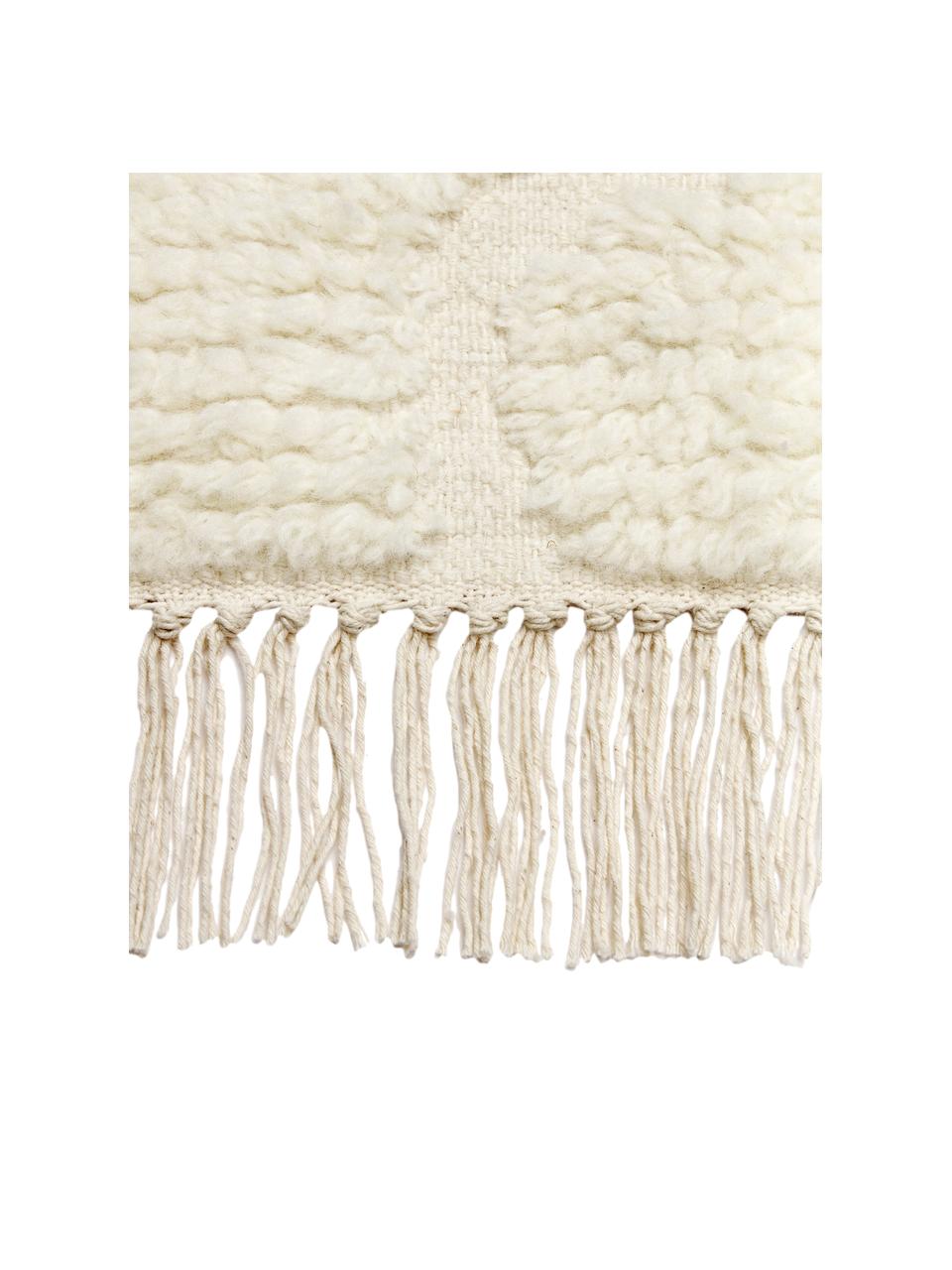 Alfombra artesanal de pelo largo Bayu, 84% lana, 16% algodón 

Las alfombras de lana se pueden aflojar durante las primeras semanas de uso, la pelusa se reduce con el uso diario., Beige, An 80 x L 150 cm (Tamaño XS)