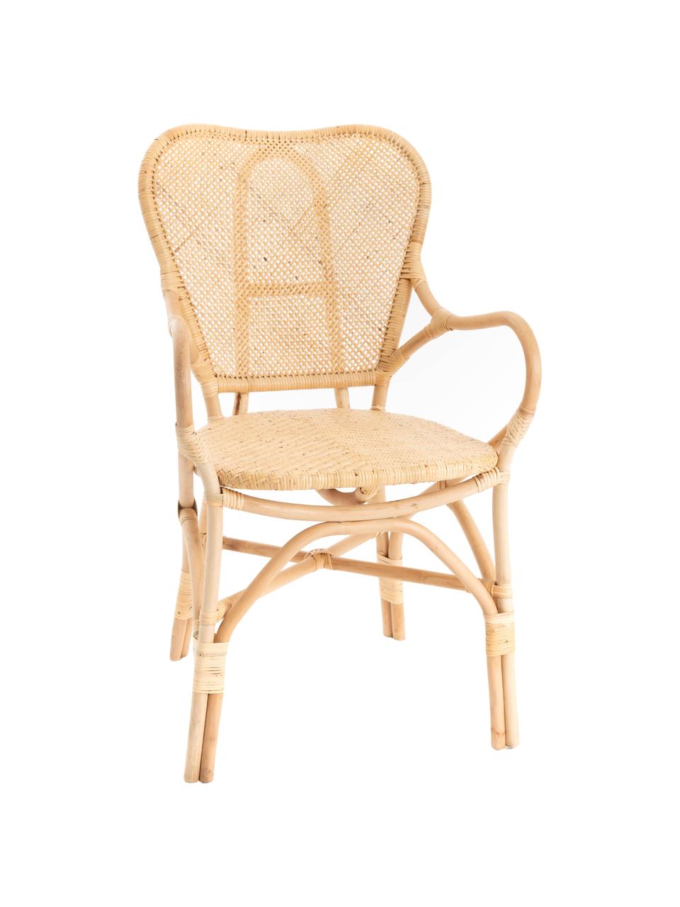 Krzesło ogrodowe z rattanu Xyli, Stelaż: rattan, Beżowy, S 62 x G 53 cm