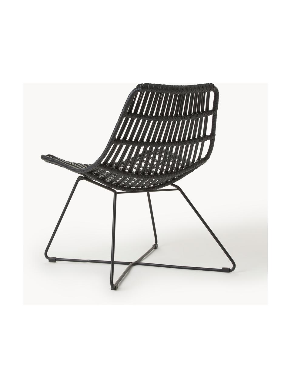 Polyrattan-Loungesessel Costa, Sitzfläche: Polyethylen-Geflecht, Gestell: Metall, pulverbeschichtet, Schwarz, B 64 x T 64 cm