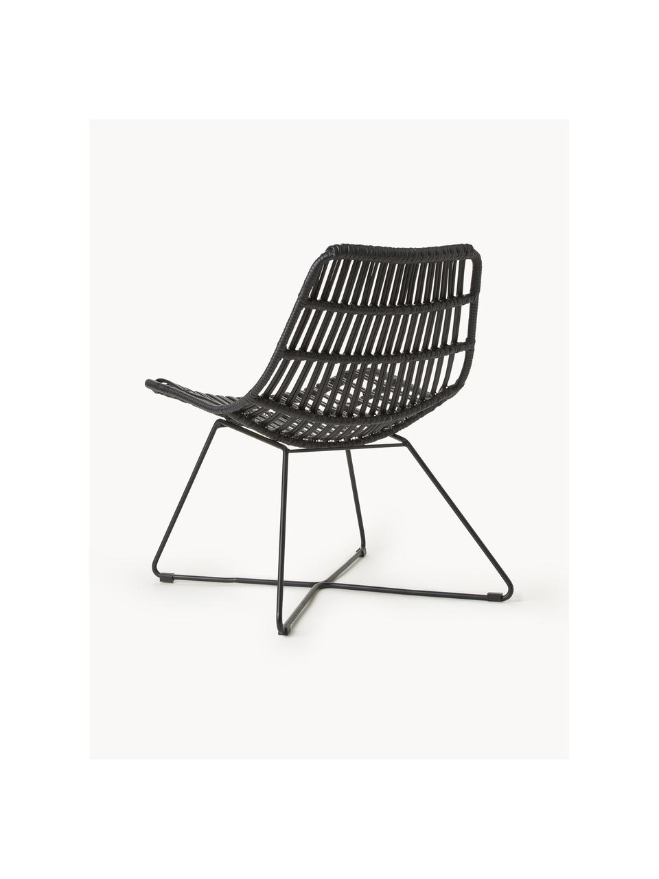 Polyrattan-Loungesessel Costa, Sitzfläche: Polyethylen-Geflecht, Gestell: Metall, pulverbeschichtet, Schwarz, B 64 x T 64 cm