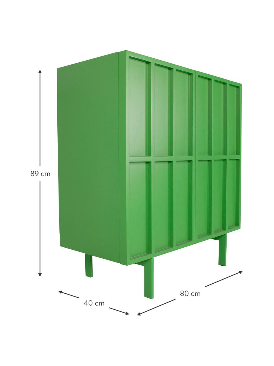Dressoir Pebble, Frame: MDF, Poten: gecoat metaal, Groen, B 80 x H 89 cm