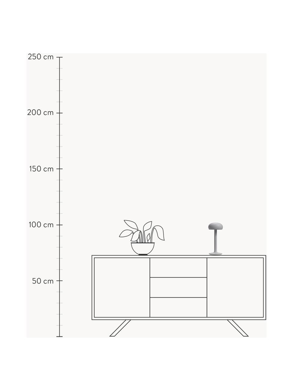 Kleine mobile LED-Tischlampe Emendo, dimmbar, Aluminium, Stahl, beschichtet, Hellgrau, Ø 13 x H 29 cm