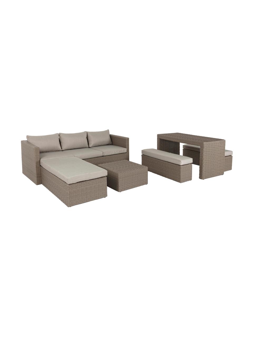 Gartenlounge-Set Platea, 6-tlg., Gestell: Aluminium, pulverbeschich, Korpus: Synthetikfasern, Bezug: Polyester, Beige, Braun, Sondergrößen