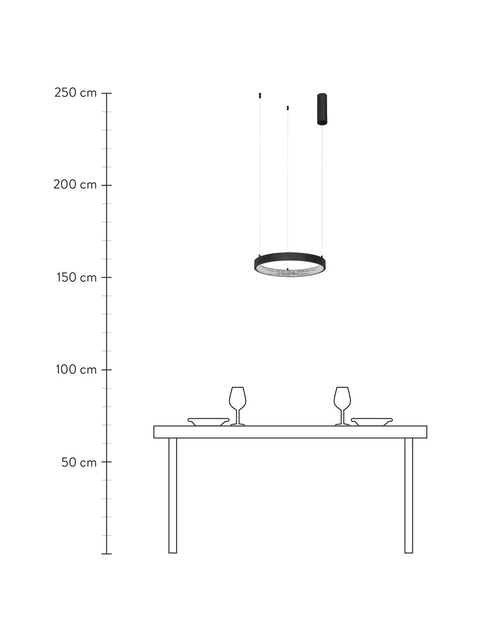 Dimmbare LED-Pendelleuchte Preston in Schwarz, Lampenschirm: Aluminium, beschichtet, Baldachin: Aluminium, beschichtet, Schwarz, Ø 40 x H 120 cm
