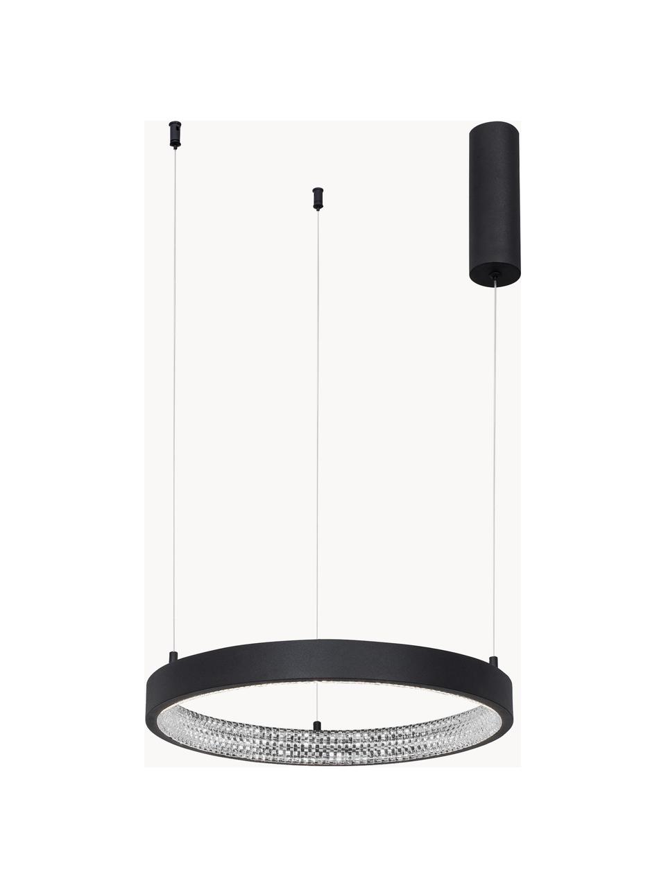 Dimbare LED hanglamp Preston, Lampenkap: gecoat aluminium, Diffuser: acryl, Zwart, Ø 40 cm