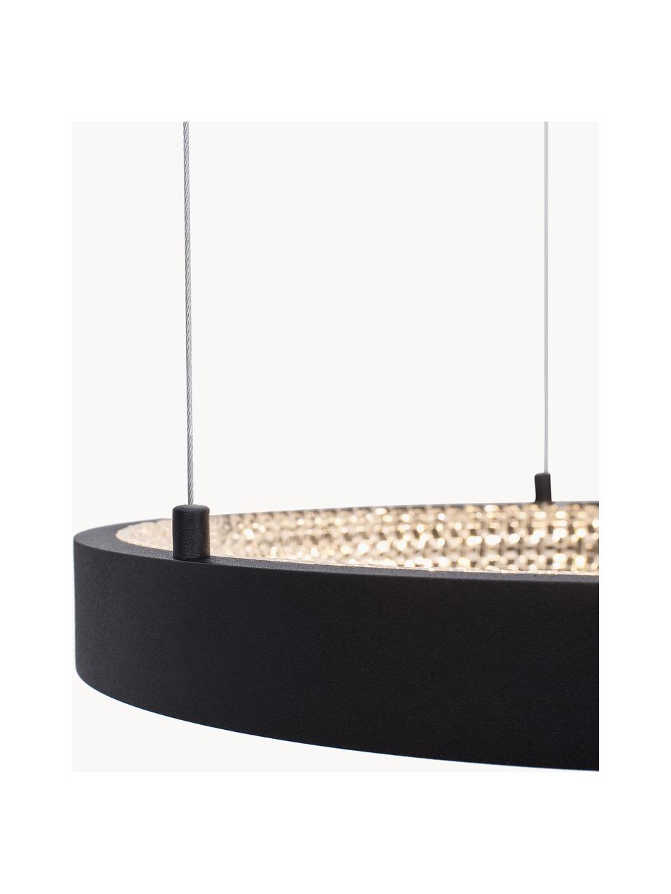 Dimbare LED hanglamp Preston, Lampenkap: gecoat aluminium, Diffuser: acryl, Zwart, Ø 40 cm