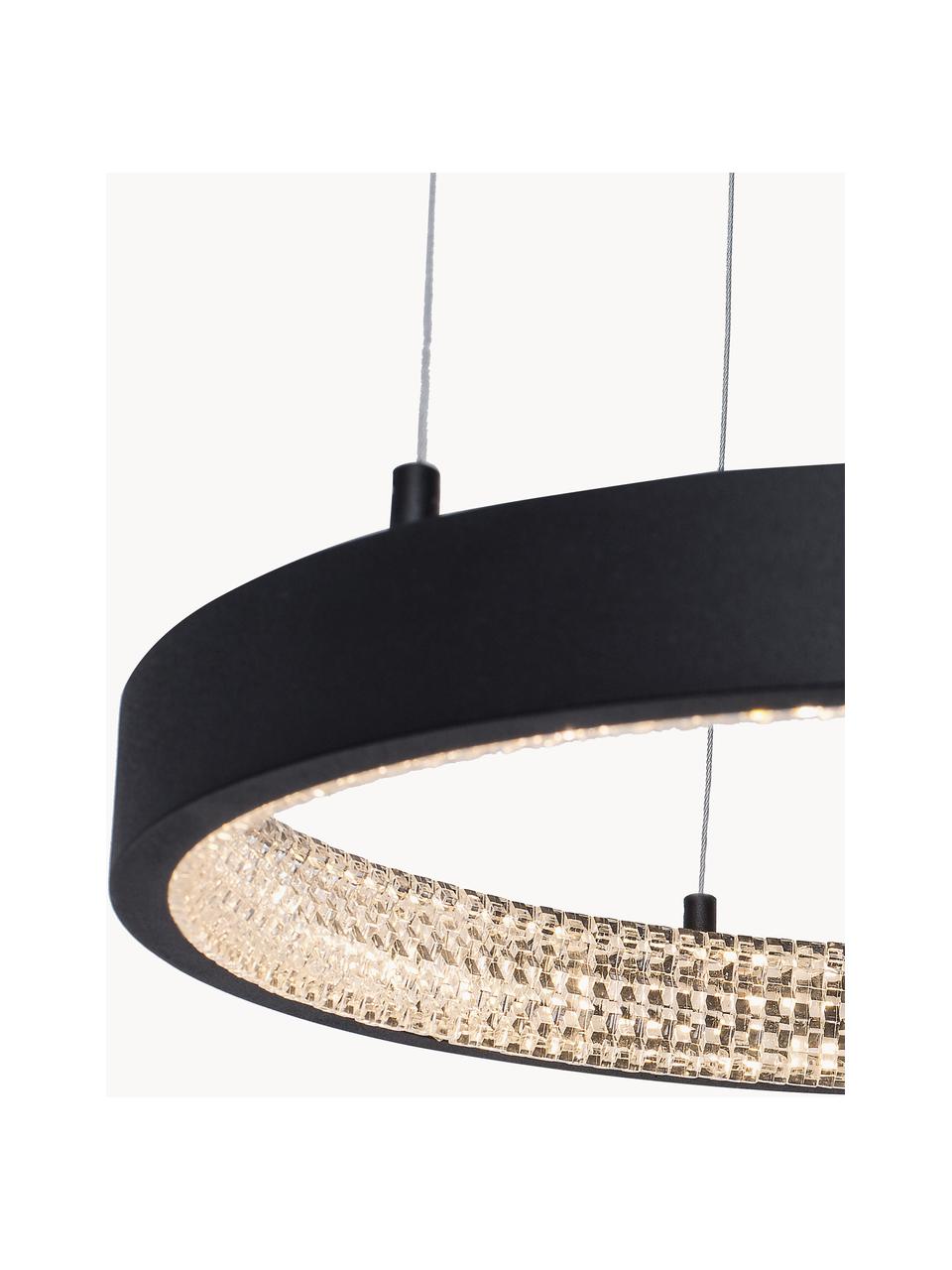 Dimbare LED hanglamp Preston, Lampenkap: gecoat aluminium, Diffuser: acryl, Zwart, Ø 40 cm