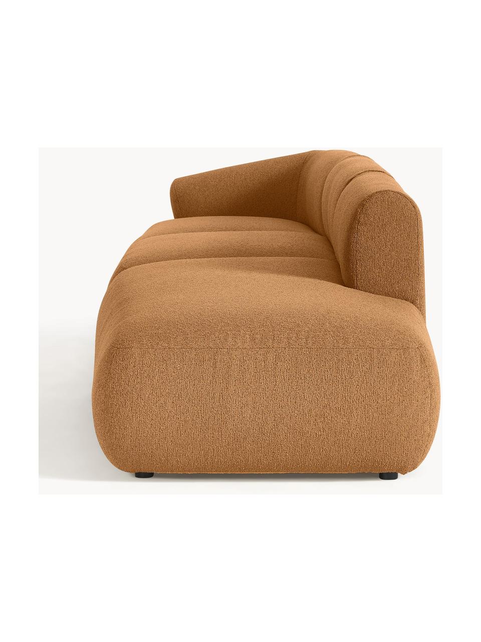 Modulaire XL chaise longue Sofia uit bouclé, Bekleding: bouclé (100% polyester) M, Frame: sparrenhout, spaanplaat, , Poten: kunststof Dit product is , Bouclé lichtbruin, B 340 x D 103 cm, armleuning links