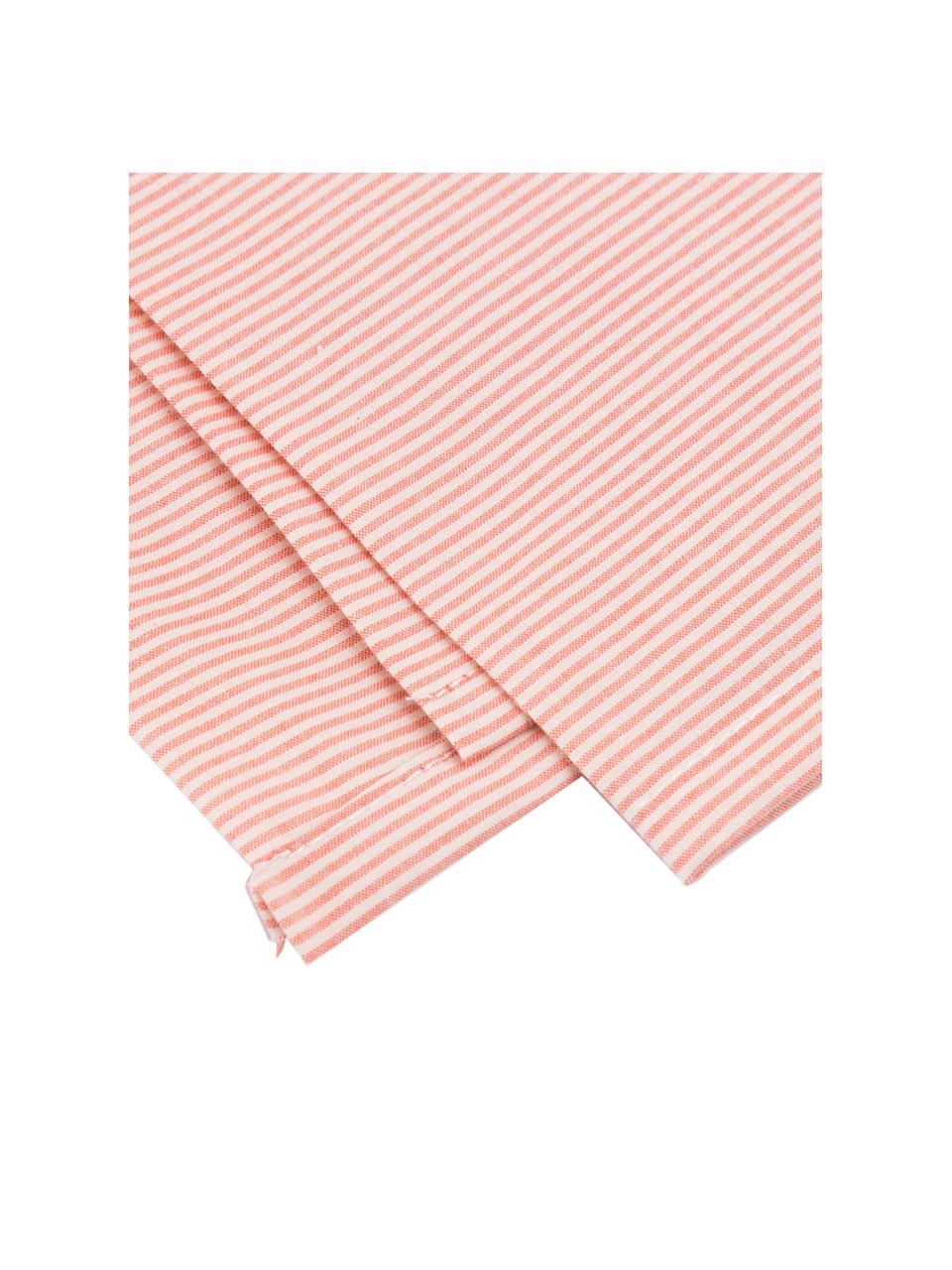 Parure copripiumino in cotone Stripes, Terracotta, crema, 155 x 260 cm + 1 federa + 1 lenzuolo con angoli