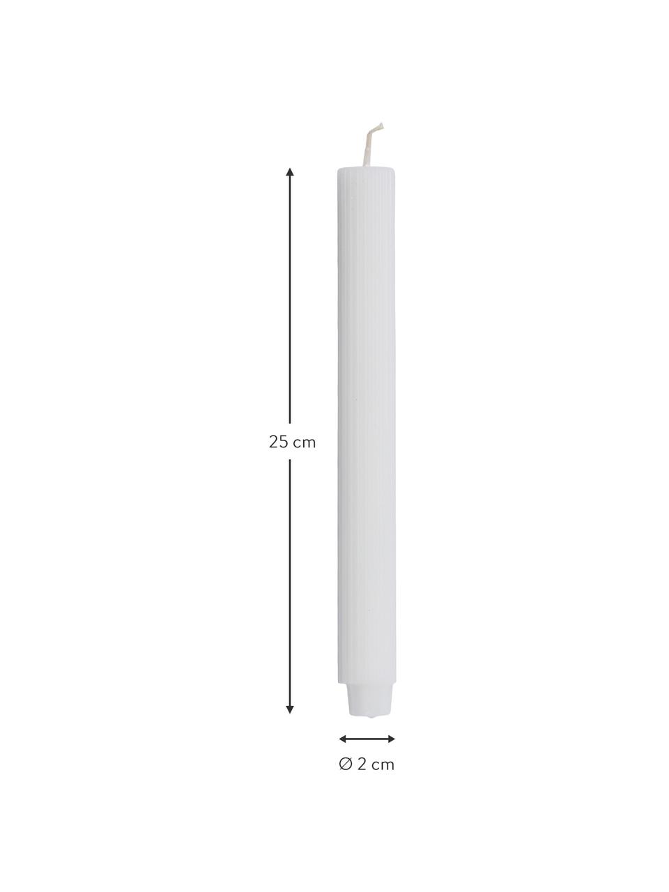 Stolní svíčky Ribbed, 2 ks, Parafínový vosk, Bílá, Ø 2 cm, V 25 cm