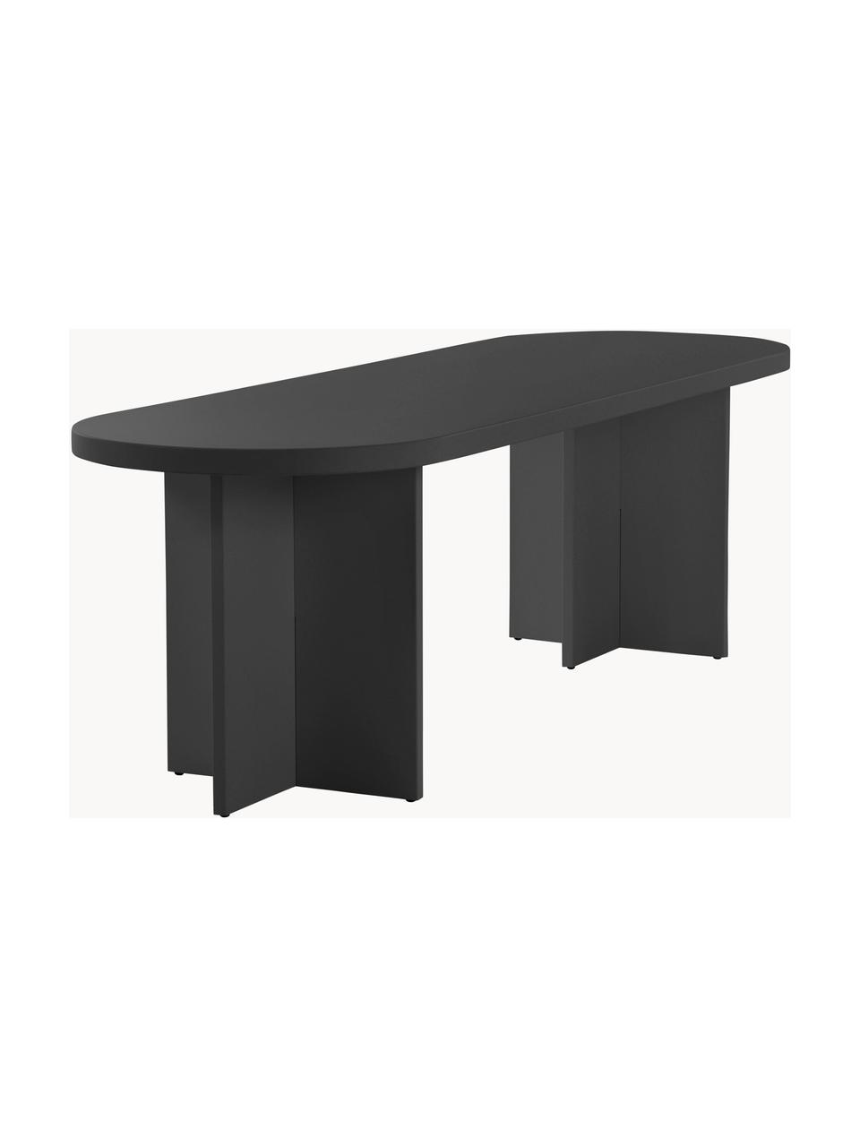 Mesa de comedor ovalada de madera Cruz, 260 x 80 cm, Tablero de fibras de densidad media (MDF), Negro, An 260 x F 80 cm