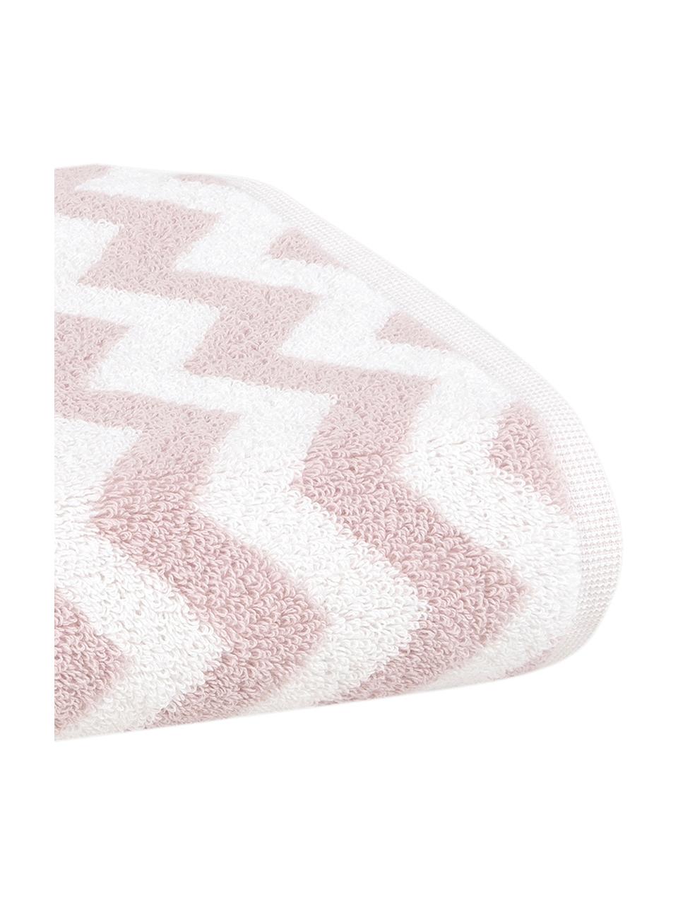 Lot de serviettes de bain imprimé zigzag Liv, 3 élém., 100 % coton
Grammage intermédiaire 550 g/m², Rose, blanc crème, Lot de différentes tailles