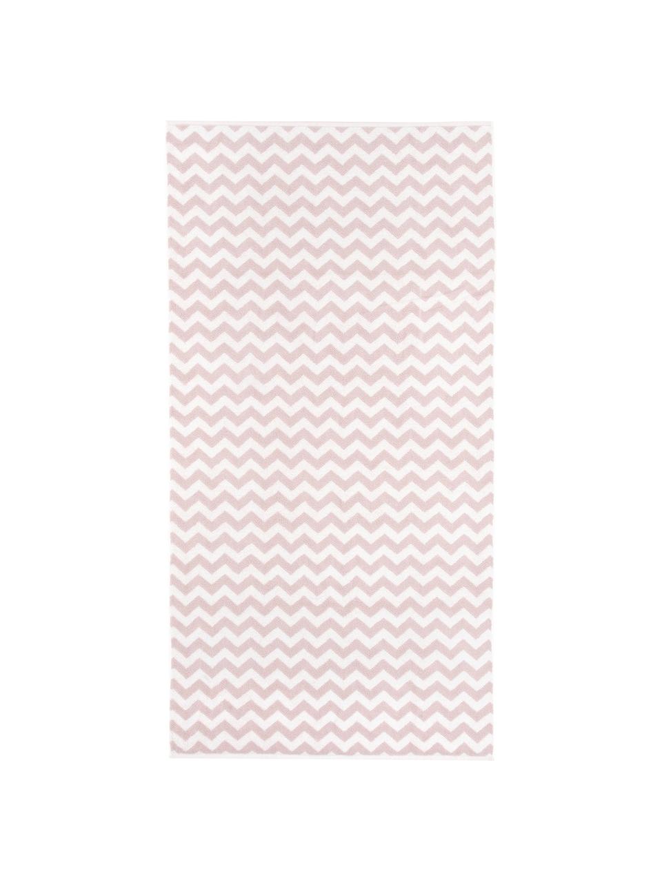 Lot de serviettes de bain imprimé zigzag Liv, 3 élém., 100 % coton
Grammage intermédiaire 550 g/m², Rose, blanc crème, Lot de différentes tailles