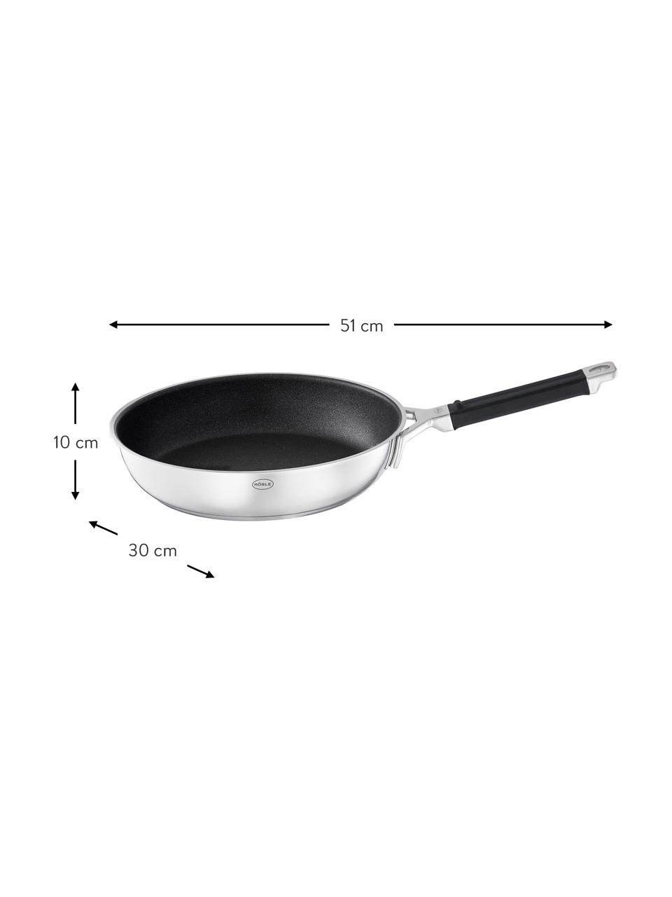 Sauteuse inox avec revêtement anti-adhésif Silence Pro, Ø 24 cm, Acier inoxydable 18/10, Couleur argentée, noir, Ø 28 x haut. 10 cm