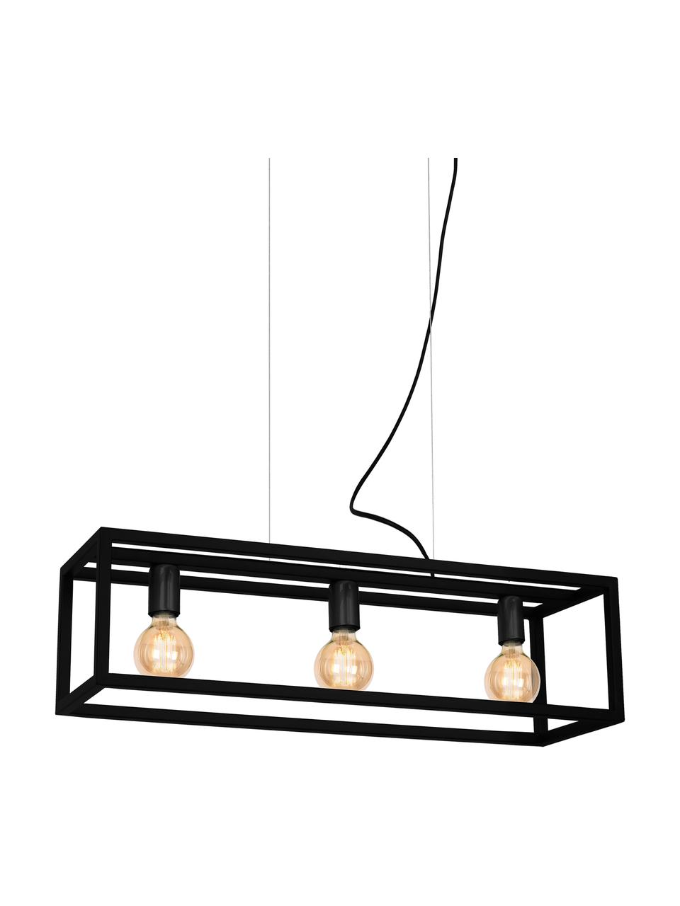 Lámpara de techo grande Cage, Estructura: metal recubierto, Anclaje: metal recubierto, Cable: plástico, Negro, An 85 x Al 90 cm