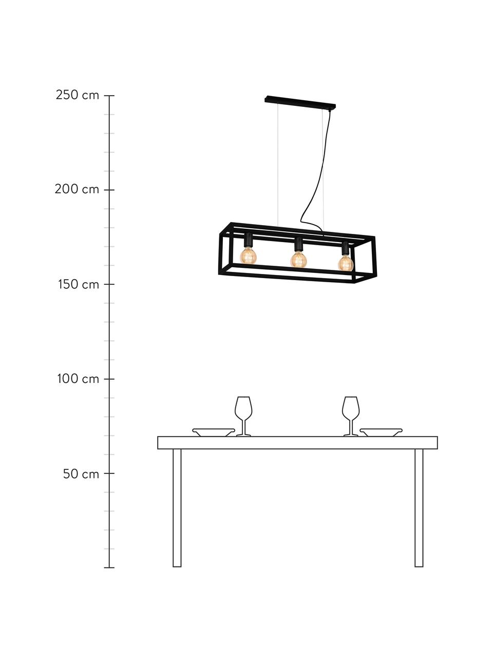 Grande suspension industrielle 3 ampoules Cage, Noir