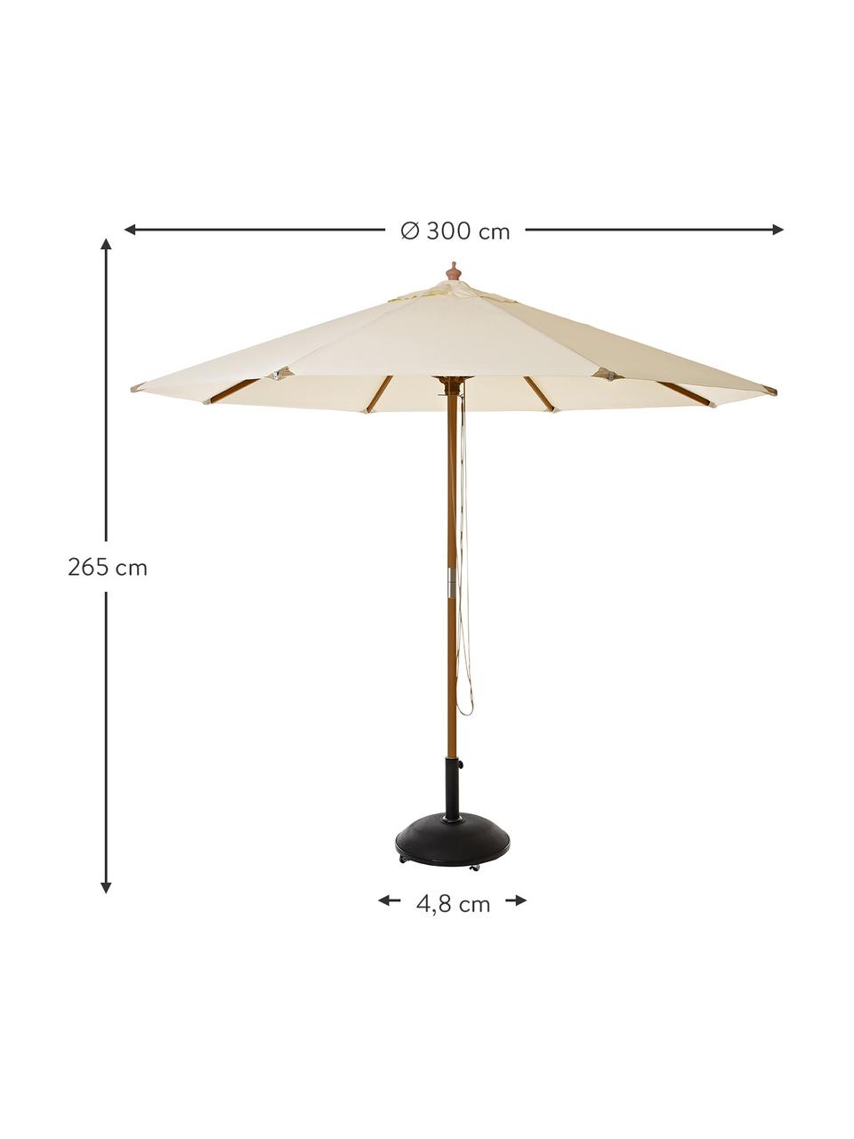 Ronde parasol Capri in beige, Ø 300 cm, Gebroken wit, Ø 300 x H 265 cm