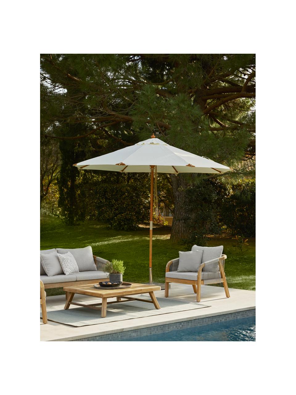 Kulatý slunečník Capri, Ø 300 cm, Tlumeně bílá, Ø 300 cm, V 265 cm