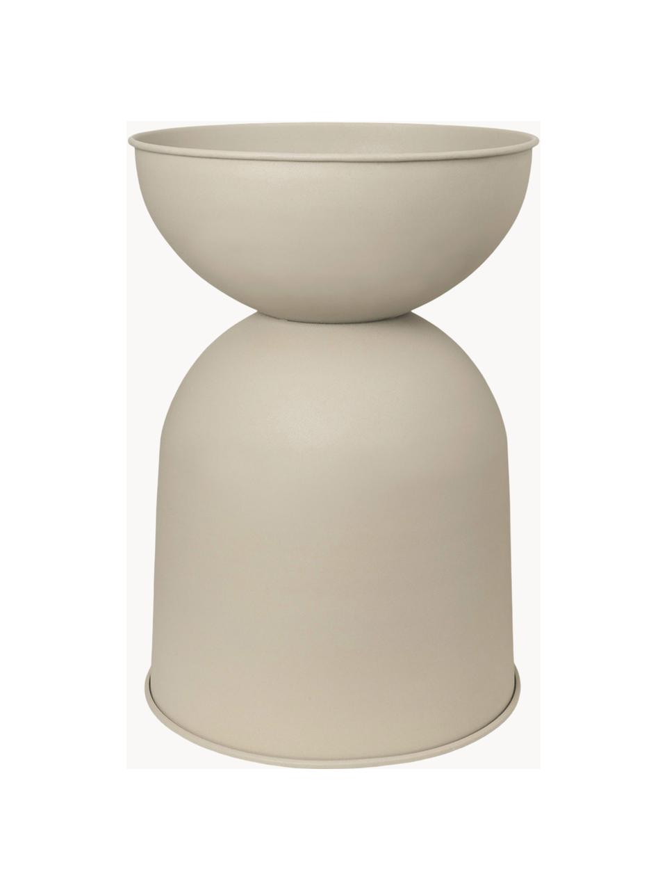 Cache-pot Hourglass, haut. 43 cm, Fer, enduit, Beige clair, mat, Ø 30 x haut. 43 cm