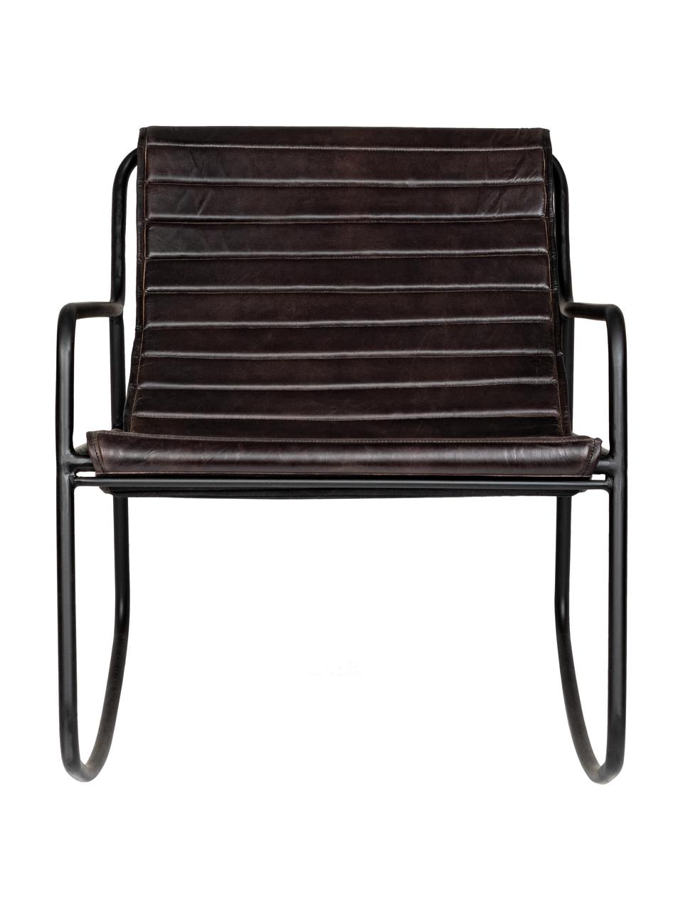 Mecedora de cuero Karisma, Asiento: cuero, Estructura: metal con pintura en polv, Negro, marrón oscuro, An 59 x F 77 cm