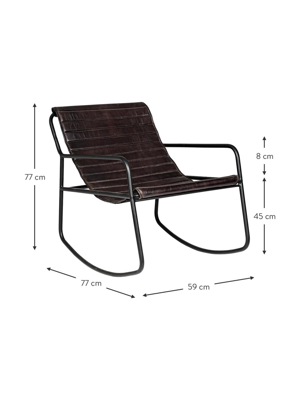 Sedia a dondolo in pelle Karisma, Seduta: pelle, Struttura: metallo verniciato a polv, Nero, marrone scuro, Larg. 59 x Prof. 77 cm