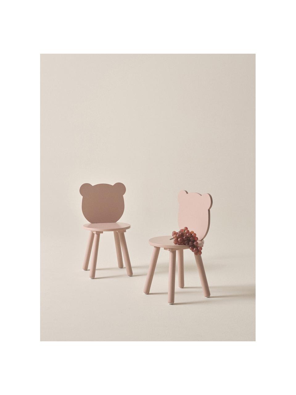 Set van 2 houten kinderstoelen Beary in roze, Grenenhout, MDF, Roze, B 30 x H 58 cm