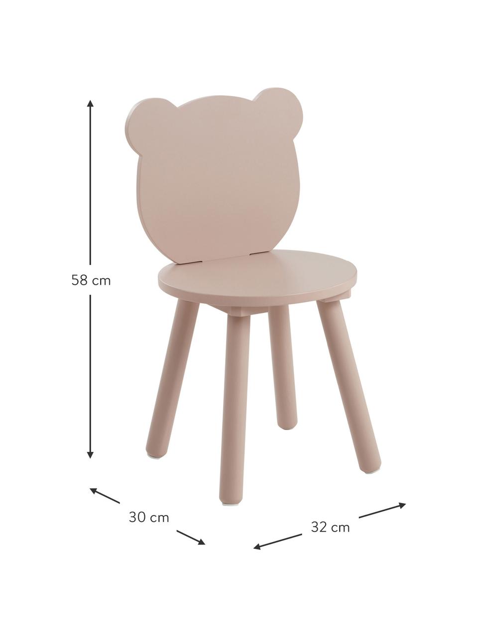 Chaise rose en bois pour enfant Beary, 2 pièces, Bois de pin, MDF (panneau en fibres de bois à densité moyenne), laqué, Rose, larg. 30 x haut. 58 cm