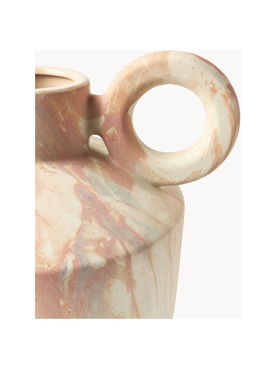 Vase Kiko in Marmor-Optik, H 27 cm, Steinzeug, Marmor-Optik Mauve, Hellbeige, B 31 x H 27 cm