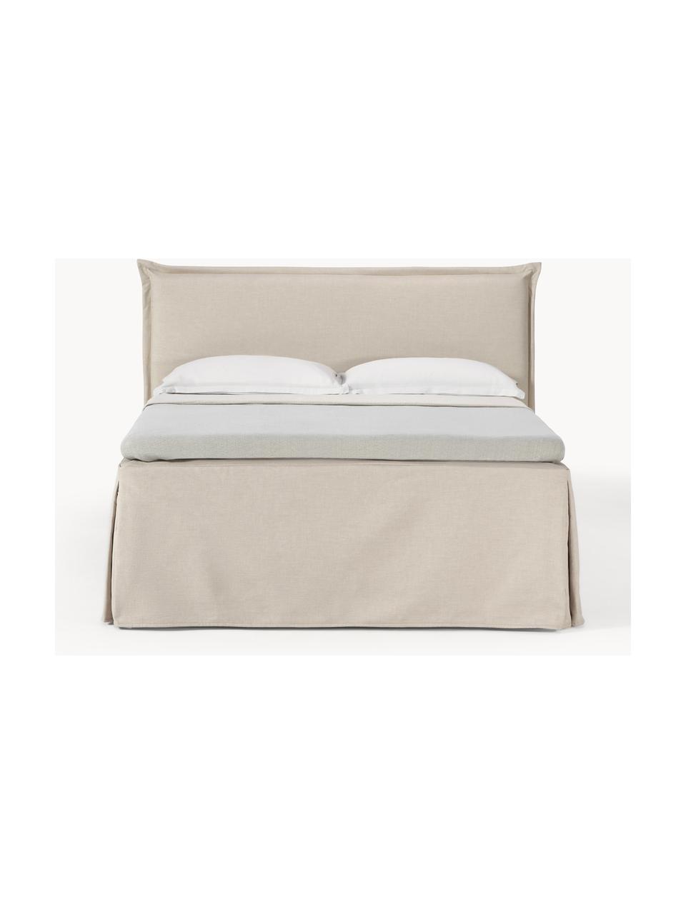 Premium Boxspringbett Violet, Matratze: 5-Zonen-Taschenfederkern, Füße: Massives Birkenholz, lack, Webstoff Hellbeige, B 180 x L 200 cm, Härtegrad H3