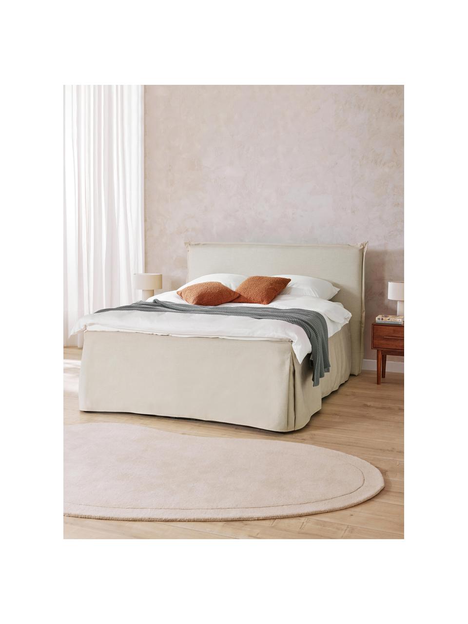 Letto boxspring premium Violet, Materasso: nucleo a 5 zone di molle , Piedini: legno massiccio di betull, Tessuto beige chiaro, Larg. 180 x lung. 200 cm, grado di durezza H3