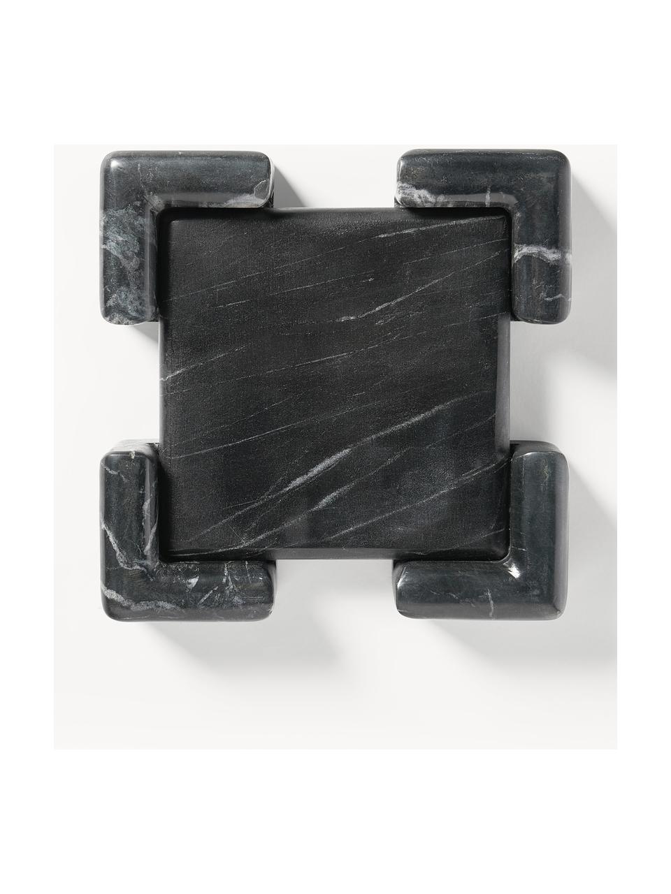 Ozdobný podnos z mramoru Knud, Mramor, Mramorovaná čierna, Š 16 x V 16 cm