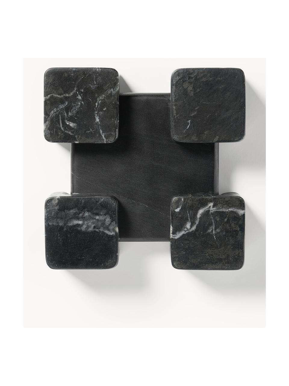 Deko-Tablett Knud aus Marmor, Marmor, Schwarz, marmoriert, B 16 x T 16 cm