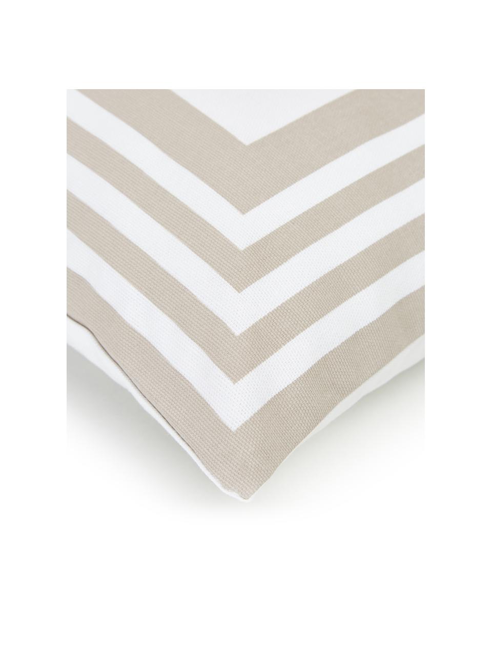 Kussenhoes Zahra in taupe/wit met grafisch patroon, 100% katoen, Wit, beige, B 45 x L 45 cm