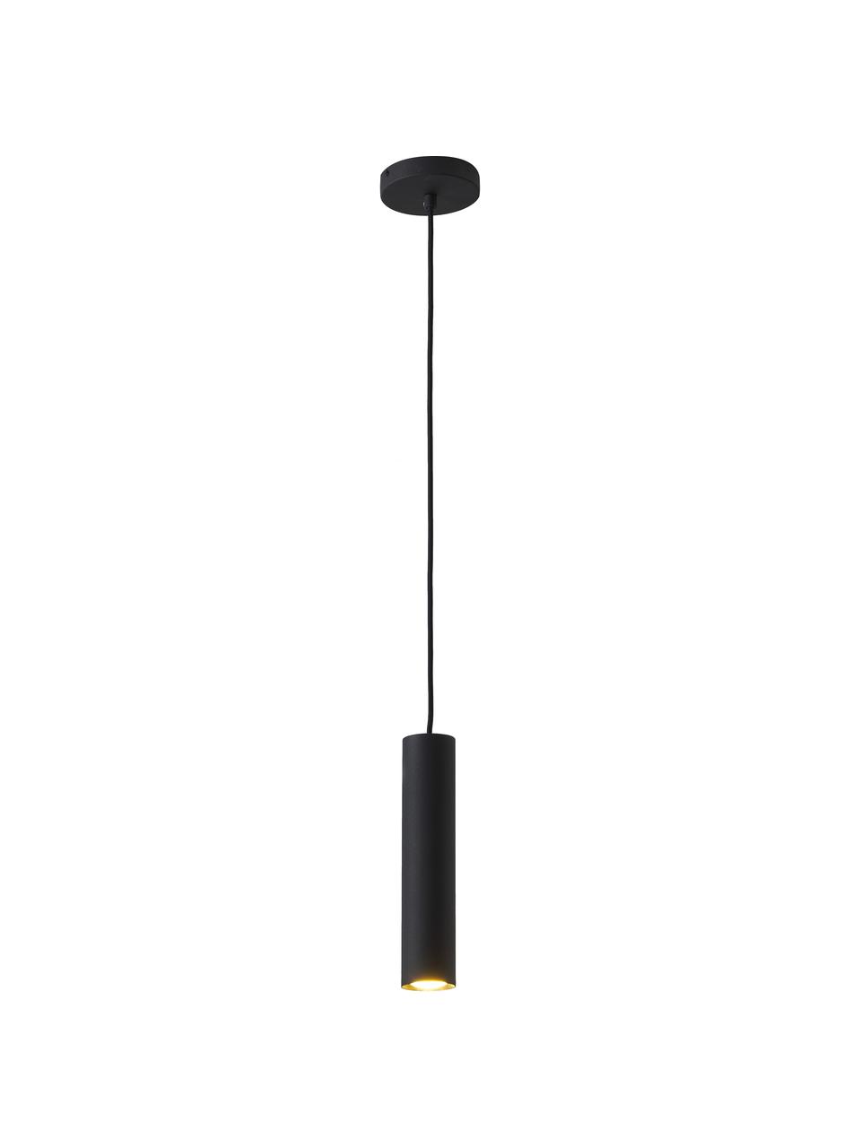 Lámpara de techo pequeña Paris, Pantalla: acero recubierto, Anclaje: acero recubierto, Cable: plástico, Negro, Ø 6 x Al 28 cm
