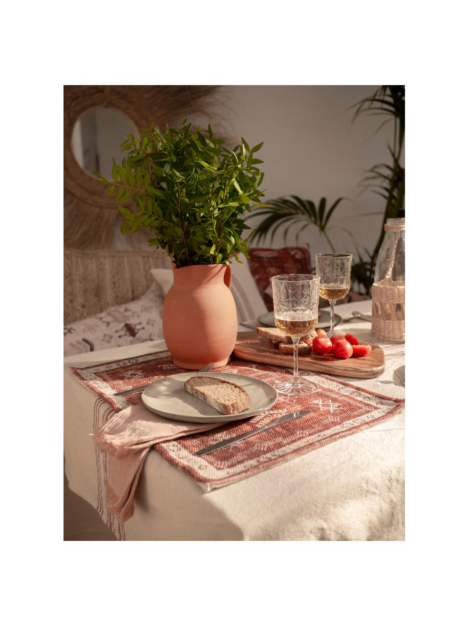 Tovaglietta americana etnica in cotone Tanger, 100% cotone, Rosso, beige, Larg. 35 x Lung. 50 cm