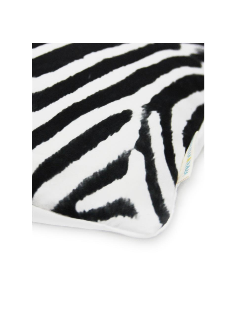 Kissenhülle Kelsey mit Zebra Motiv in Schwarz/Weiß, 100% Polyester, Weiß, Schwarz, 45 x 45 cm